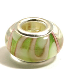Pandora style lampwork glass bead - 13x9mm large hole w/silver plated core