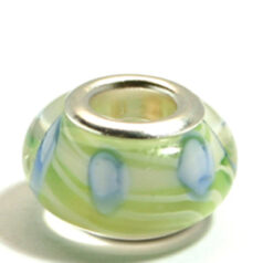 Pandora style lampwork glass bead - 13x9mm large hole w/silver plated core