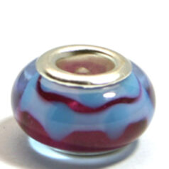 Pandora style lampwork glass bead - 13x9mm large hole w/silver plated core