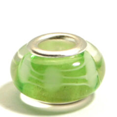 Pandora style lampwork glass bead - 13x9mm large hole w/silver plated core