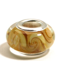 Pandora style lampwork glass bead - 13x9mm large hole w/silver plated core