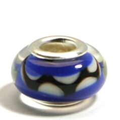 Pandora style lampwork glass bead - 13x9mm large hole w/silver plated core