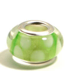 Pandora style lampwork glass bead - 13x9mm large hole w/silver plated core