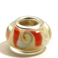 Pandora style lampwork glass bead - 13x9mm large hole w/silver plated core