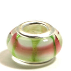 Pandora style lampwork glass bead - 13x9mm large hole w/silver plated core