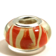 Pandora style lampwork glass bead - 13x9mm large hole w/silver plated core