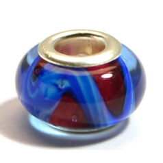 Pandora style lampwork glass bead - 13x9mm large hole w/silver plated core