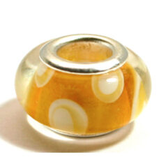 Pandora style lampwork glass bead - 13x9mm large hole w/silver plated core