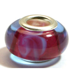 Pandora style lampwork glass bead - 13x9mm large hole w/silver plated core