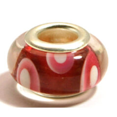 Pandora style lampwork glass bead - 13x9mm large hole w/silver plated core