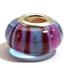 Pandora style lampwork glass bead - 13x9mm large hole w/silver plated core