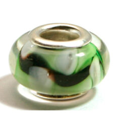 Pandora style lampwork glass bead - 13x9mm large hole w/silver plated core