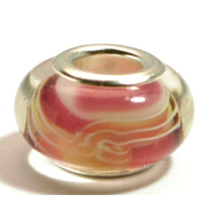 Pandora style lampwork glass bead - 13x9mm large hole w/silver plated core