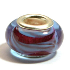 Pandora style lampwork glass bead - 13x9mm large hole w/silver plated core