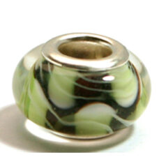 Pandora style lampwork glass bead - 13x9mm large hole w/silver plated core
