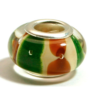 Pandora style lampwork glass bead - 13x9mm large hole w/silver plated core