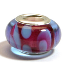 Pandora style lampwork glass bead - 13x9mm large hole w/silver plated core
