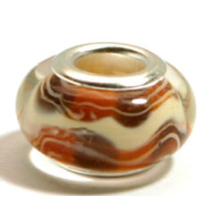 Pandora style lampwork glass bead - 13x9mm large hole w/silver plated core