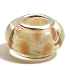 Pandora style lampwork glass bead - 13x9mm large hole w/silver plated core