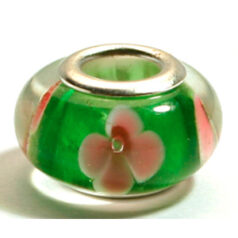 Pandora style lampwork glass bead - 13x9mm large hole w/silver plated core