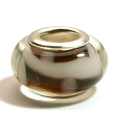 Pandora style lampwork glass bead - 13x9mm large hole w/silver plated core