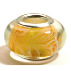 Pandora style lampwork glass bead - 13x9mm large hole w/silver plated core