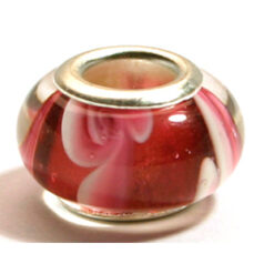 Pandora style lampwork glass bead - 13x9mm large hole w/silver plated core