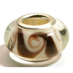 Pandora style lampwork glass bead - 13x9mm large hole w/silver plated core