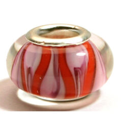 Pandora style lampwork glass bead - 13x9mm large hole w/silver plated core