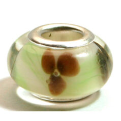 Pandora style lampwork glass bead - 13x9mm large hole w/silver plated core