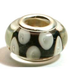 Pandora style lampwork glass bead - 13x9mm large hole w/silver plated core