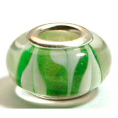 Pandora style lampwork glass bead - 13x9mm large hole w/silver plated core