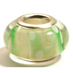 Pandora style lampwork glass bead - 13x9mm large hole w/silver plated core