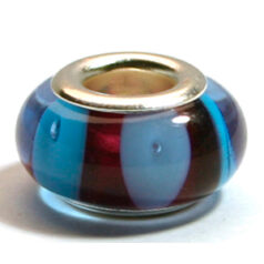 Pandora style lampwork glass bead - 13x9mm large hole w/silver plated core
