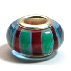 Pandora style lampwork glass bead - 13x9mm large hole w/silver plated core