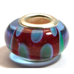 Pandora style lampwork glass bead - 13x9mm large hole w/silver plated core