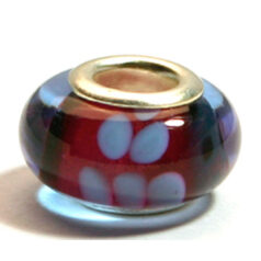 Pandora style lampwork glass bead - 13x9mm large hole w/silver plated core