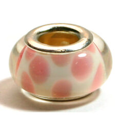 Pandora style lampwork glass bead - 13x9mm large hole w/silver plated core