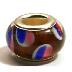 Pandora style lampwork glass bead - 13x9mm large hole w/silver plated core