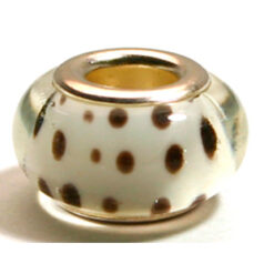 Pandora style lampwork glass bead - 13x9mm large hole w/silver plated core