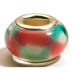 Pandora style lampwork glass bead - 13x9mm large hole w/silver plated core