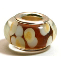 Pandora style lampwork glass bead - 13x9mm large hole w/silver plated core