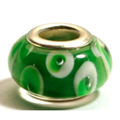 Pandora style lampwork glass bead - 13x9mm large hole w/silver plated core