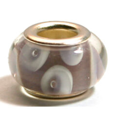 Pandora style lampwork glass bead - 13x9mm large hole w/silver plated core