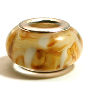 Pandora style lampwork glass bead - 13x9mm large hole w/silver plated core