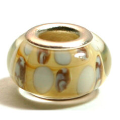 Pandora style lampwork glass bead - 13x9mm large hole w/silver plated core