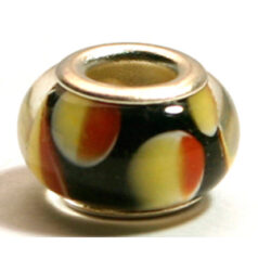 Pandora style lampwork glass bead - 13x9mm large hole w/silver plated core