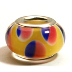 Pandora style lampwork glass bead - 13x9mm large hole w/silver plated core