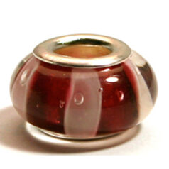 Pandora style lampwork glass bead - 13x9mm large hole w/silver plated core