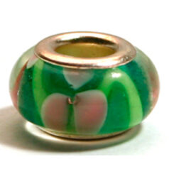 Pandora style lampwork glass bead - 13x9mm large hole w/silver plated core